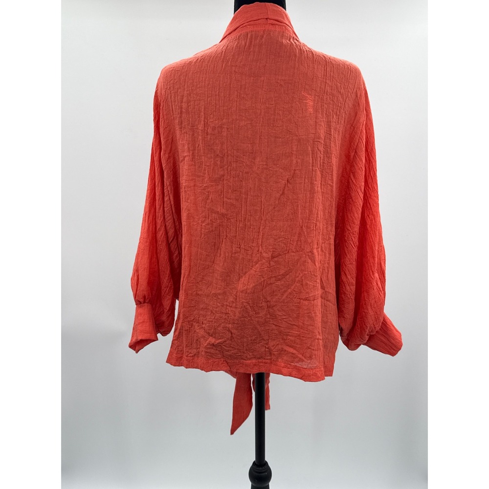 Jupee Brick Orange Tie Front Kimono Cardigan Balloon Sleeve Gauze Top Small NWT - Picture 4 of 8